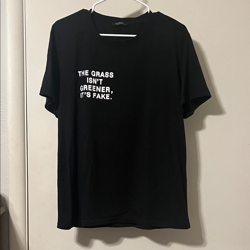 Black Graphic Tee with White Text